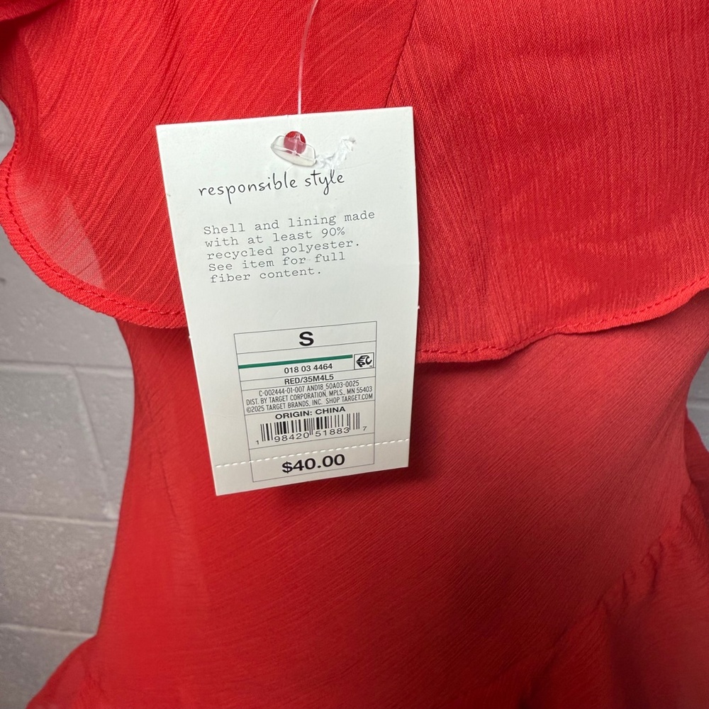 A New Day Women's Red Long Ruffled Slip Dress - Picture 7 of 12